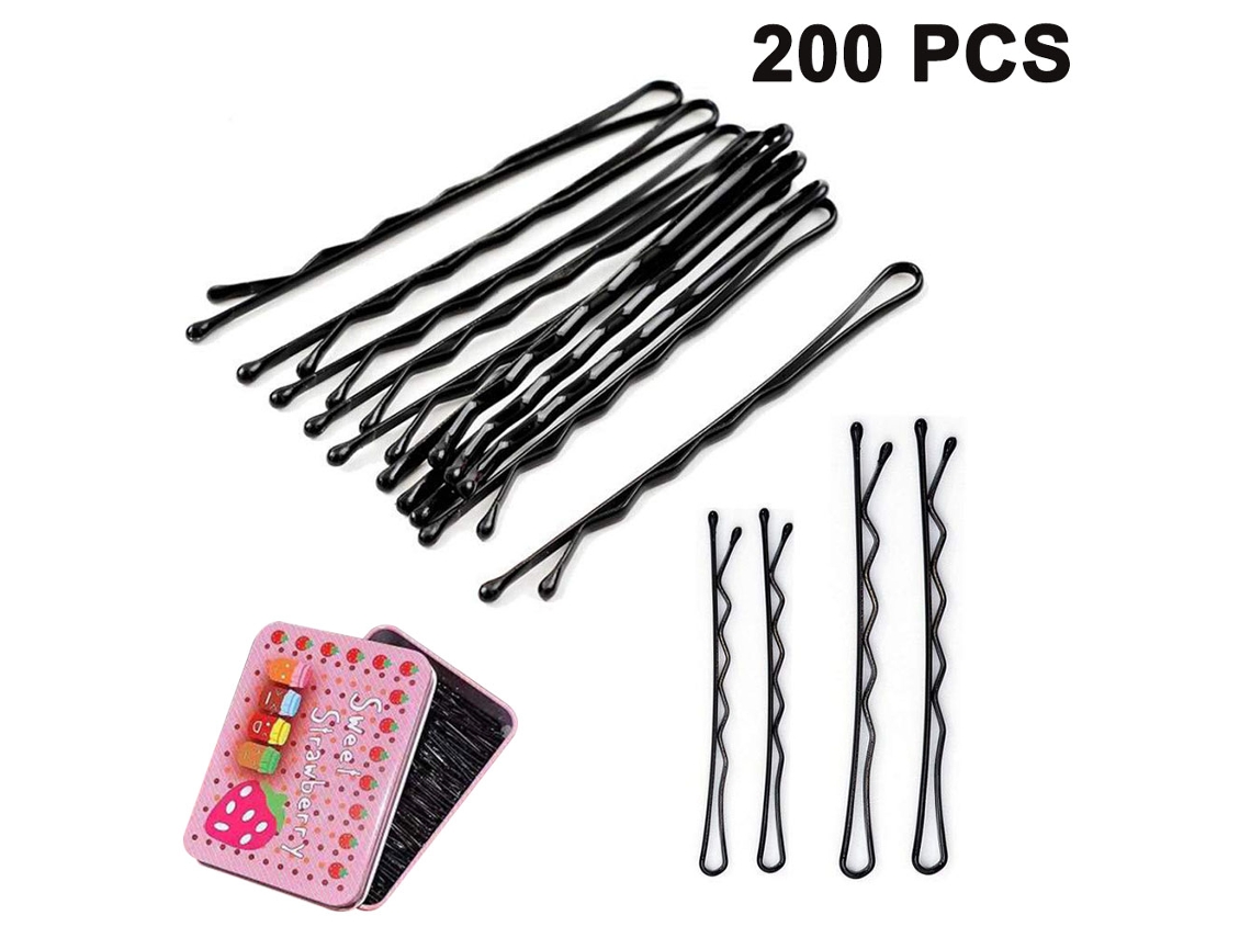 Conjunto de Grampos de Cabelo QuebradosKit de Grampos de Cabelo para Mulhers Meninas e Salão de Cabeleireiro Preto-Liso-200Pcs JEDBESETZT