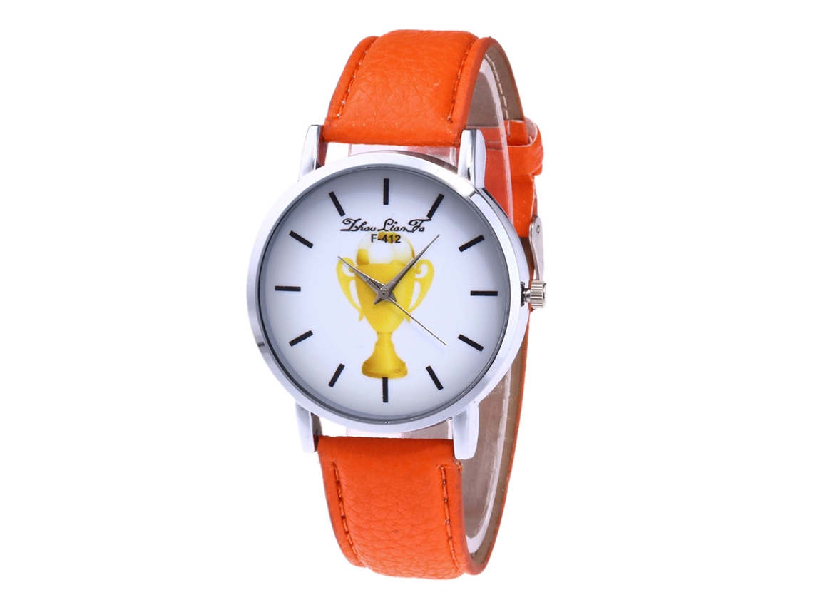 Relógio de Pulso Feminino de Quartzo Casual de Couro Pu Laranja Estilo Simples