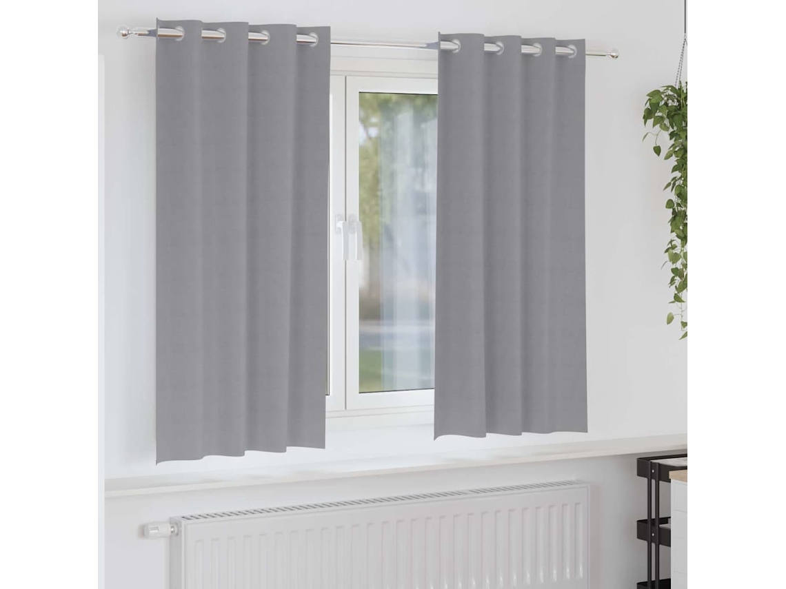 Vidaxl Cortinas Blackout Com Argolas 2 Pcs Cinzento-claro 175 X 140 Cm