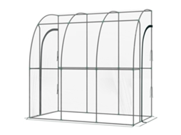 Estufa De Jardim Inclinada Com Lona Pvc Reforçada E 2 Portas Enroláveis, 214x118x212cm, Transparente