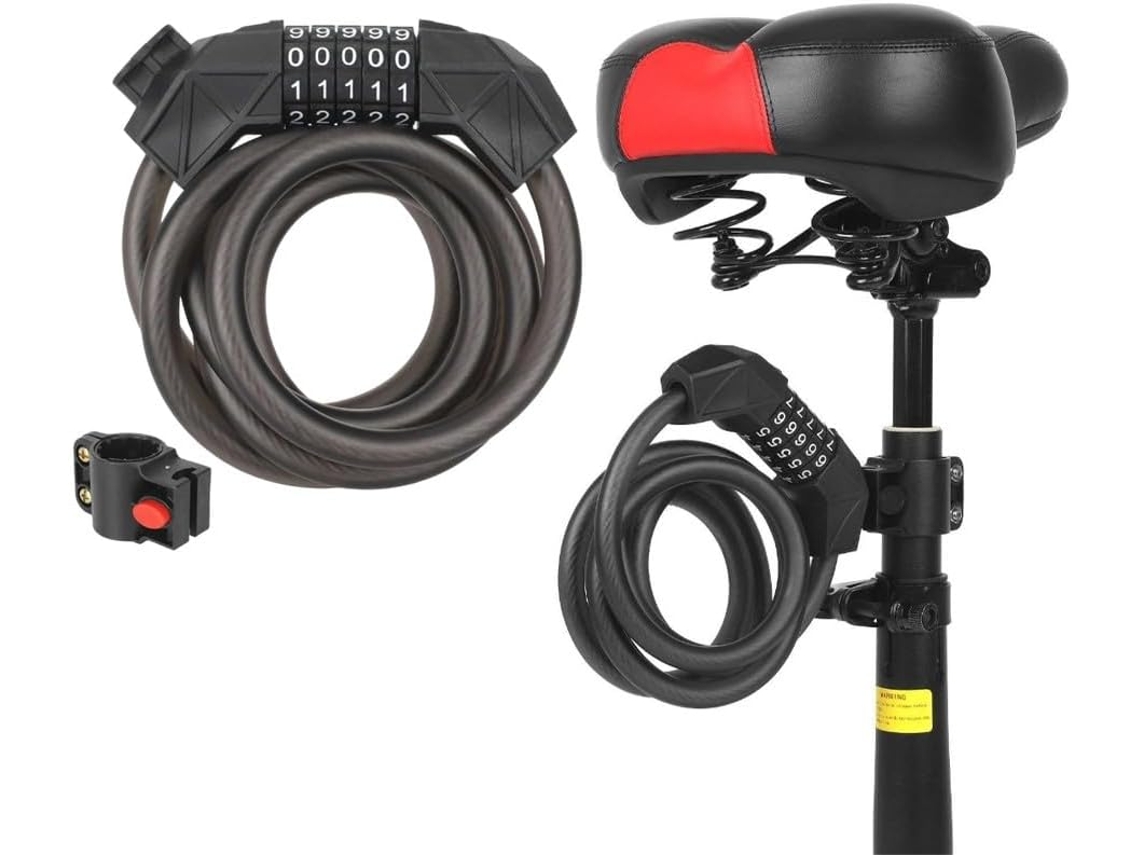 Cadeado De Bicicleta Secure Com Combinação De 5 Dígitos, Solução Antifurto, 1,8 M, Aço