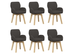 Conjunto 6 Cadeiras Giratórias Vidaxl Cinzento Escuro Bouclé (54 X 58 X 87 Cm)