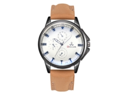 Relógio de Pulso Masculino de Quartzo com Pulseira Pu Estilo Casual e Negócio Café