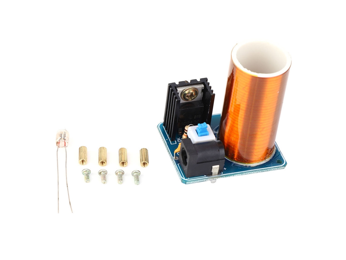 Kit DIY de bobina Tesla mini com módulo LED de chama remota 12v | S/MARCA