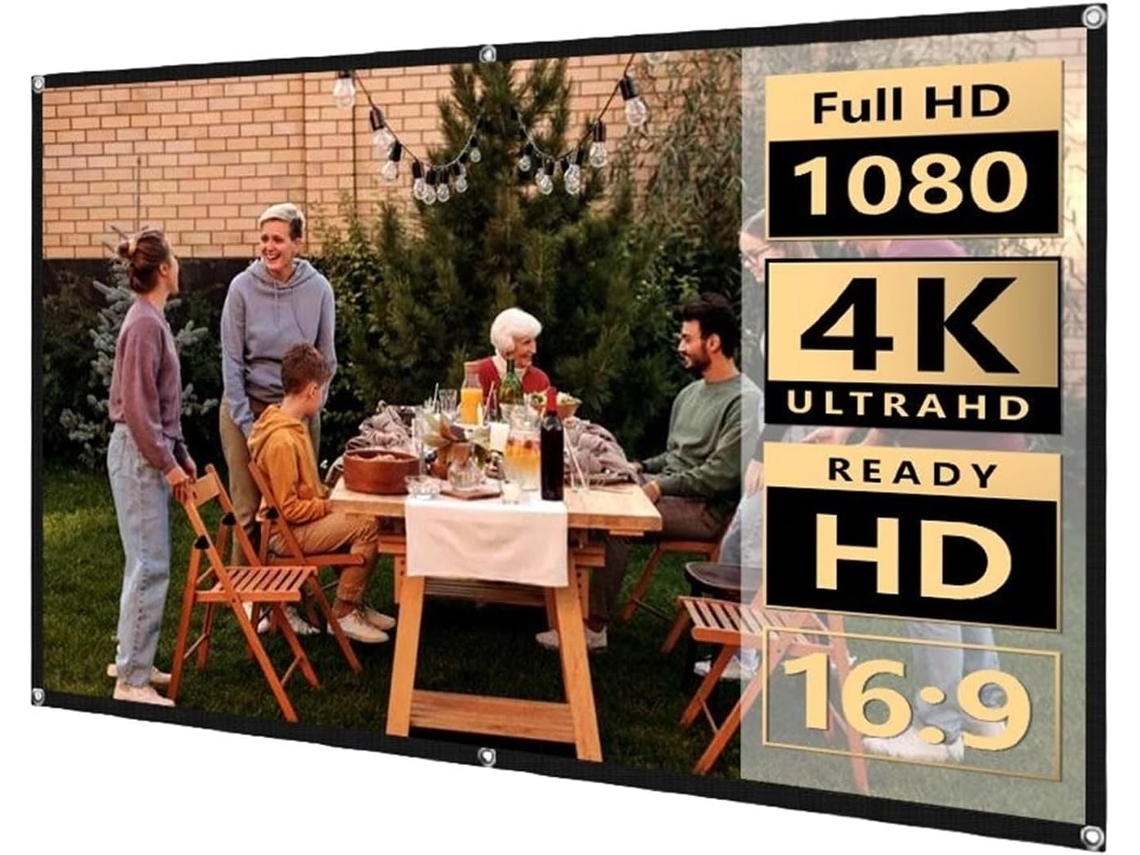 Tela de Projeção 150 Polegadas 16:9 Hd, Portátil | S/MARCA