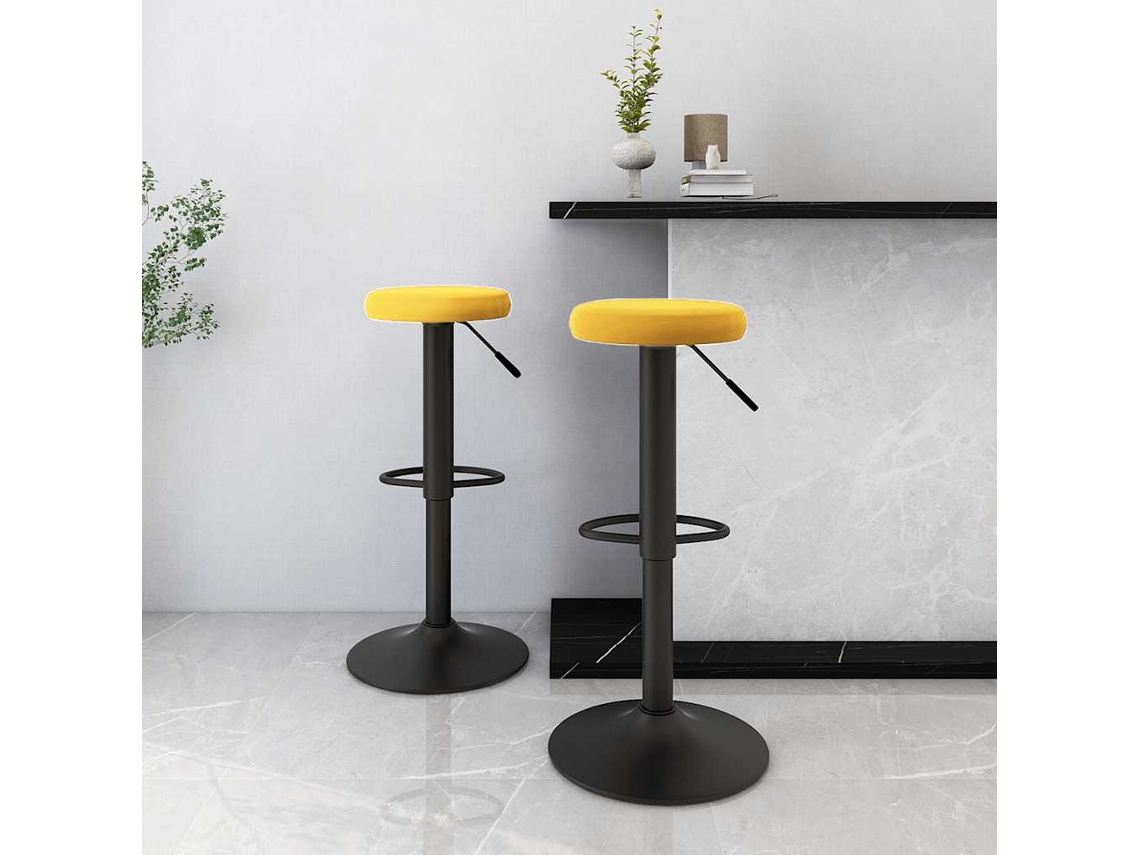 Vidaxl Bancos De Bar 2 Pcs Veludo Amarelo Mostarda