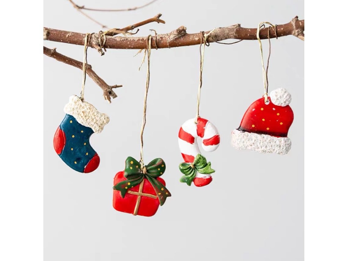 Enfeites De Bambu De Natal (resina, Conjunto De 4) Eoocoo