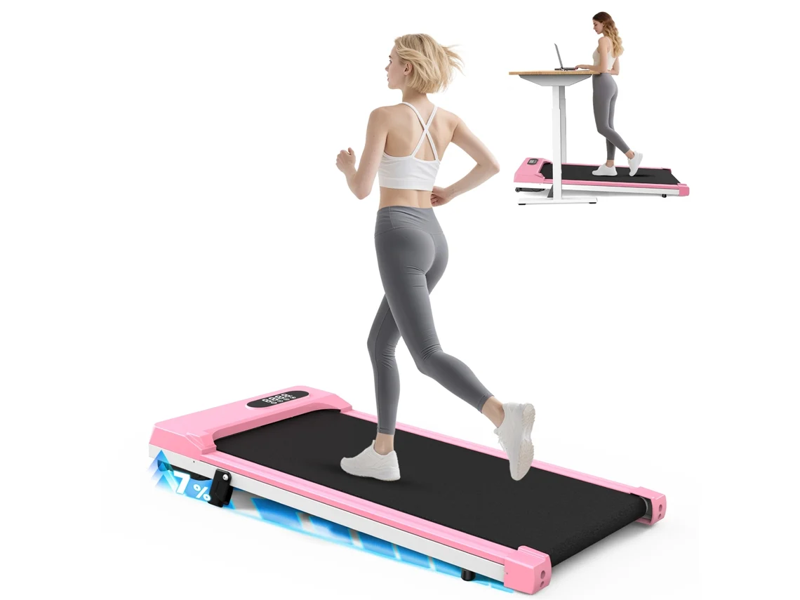 Passadeiras de Corrida RACINGREAT Velocidade Máx 8Km/H 2.5Hp com Controlo Remoto Superfície de Corrida 95X38.5Cm Peso Máx 130Kg Rosa