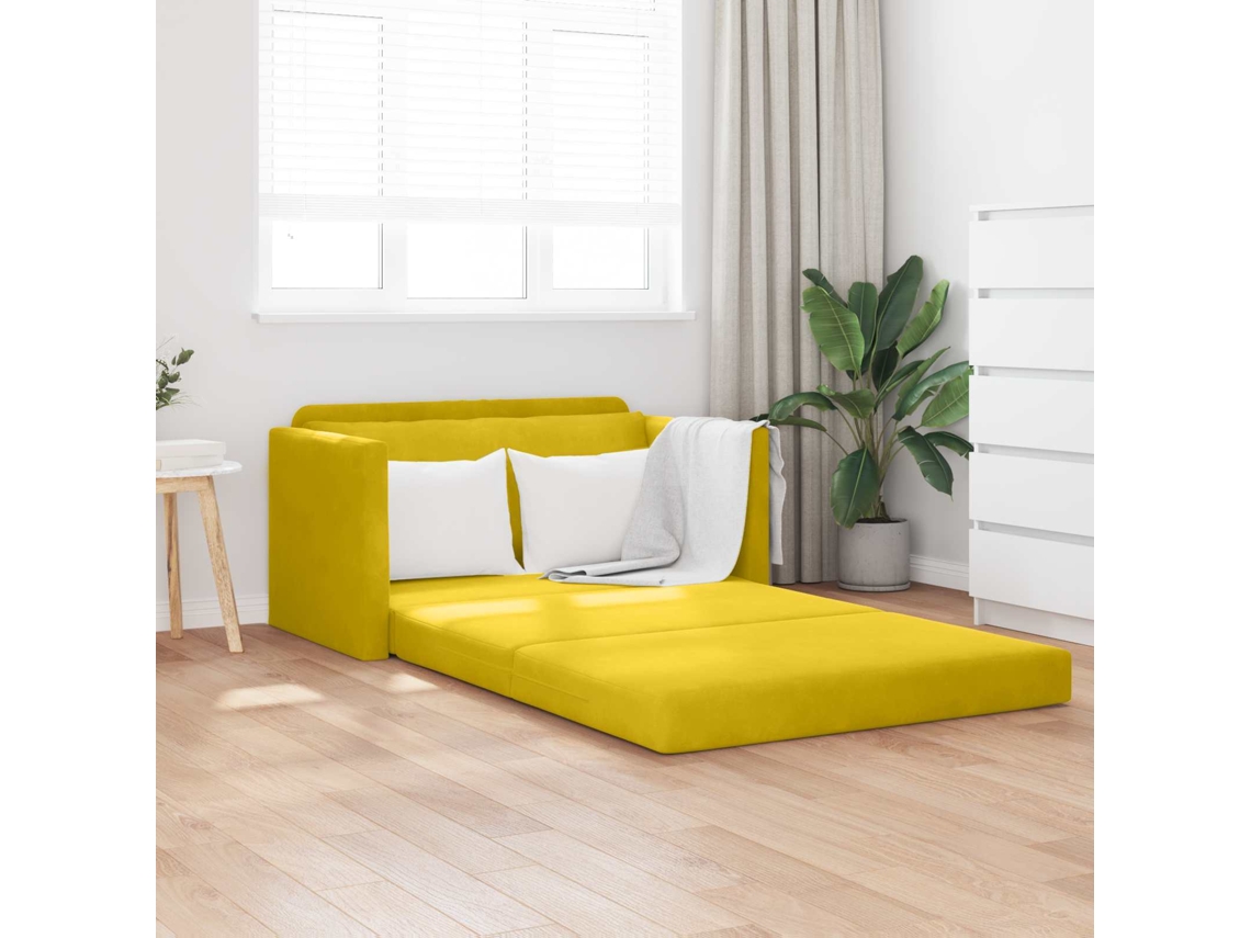 Vidaxl Sofá-cama Amarelo Girassol 124 X 71 X 78 Cm Veludo