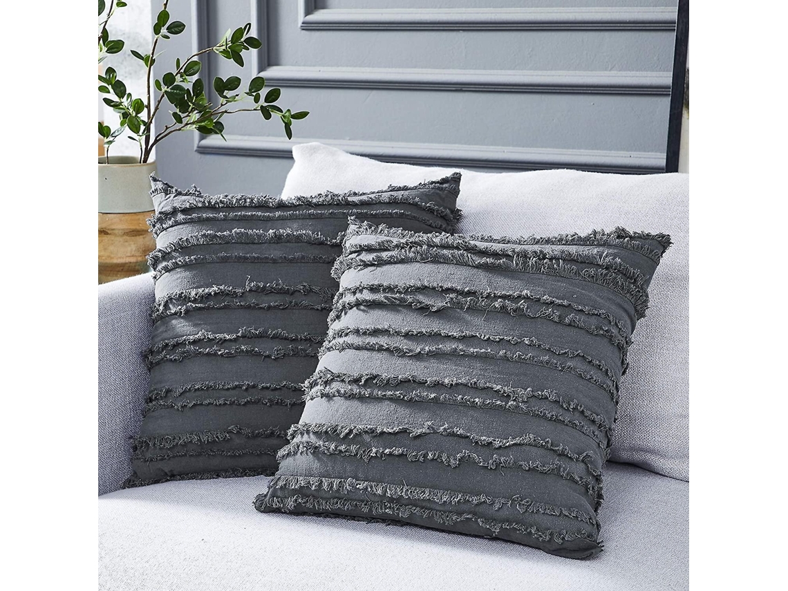 Conjunto De 2 Capas De Almofada, 40 X 40 Cm, Em Algodão E Linho, Para Sofá E Decoração De Casa Elysve