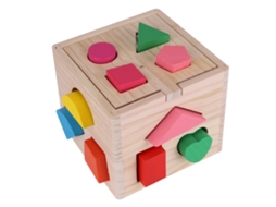 Ats brinquedo Educatsivo de Blocos Geométricos Baby Intellectual com 13 Buracos para Construir com Formas Geométricas de Madeira