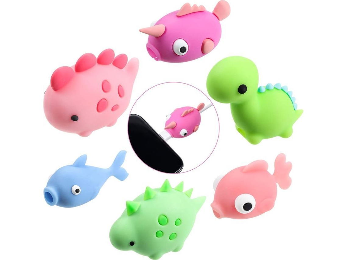 6 Protectores De Cable Bonitos Animales Para Cargadores Usb Salvavidas De Cables