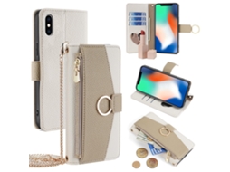 Capa Em Couro Pu Com Pega Para Apple Iphone X / Xs - Branco