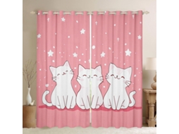 Jejeloiu Cortinas Blackout Com Estampa De Gato, Bloqueio De Luz 30% A 50%, Rosa, Cortinas Blackout Para Quarto E Sala De