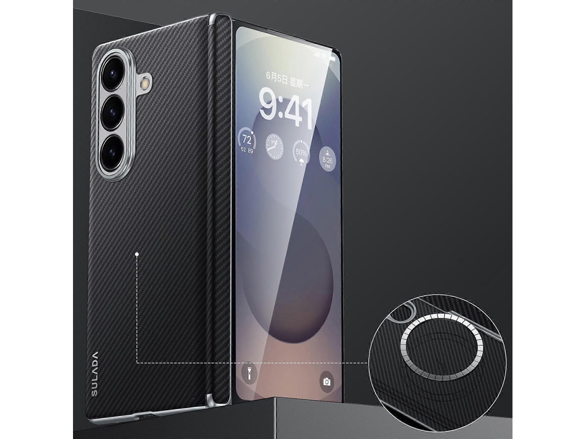 Capa Para Celular Sulada 600d Kevlar Com Textura Em Pc, Resistente A Impactos, Para Samsung Galaxy Z Fold7 5g.