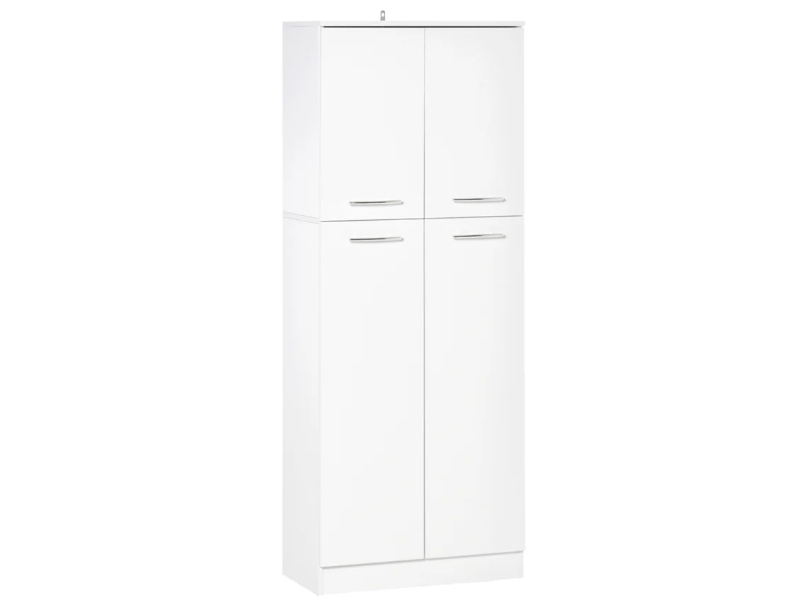 Armário multiuso com 4 portas e prateleiras ajustáveis Branco 59x31x155cm