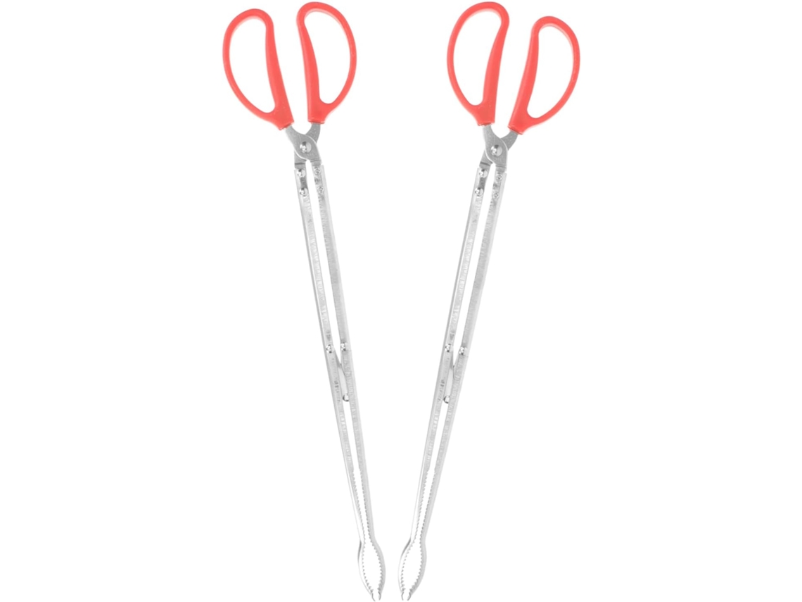 Pinça De Aço Inoxidável 2 Peças, Ferramenta Prática Para Churrasco E Culinária Ao Ar Livre, Cabo Longo Para Lenha