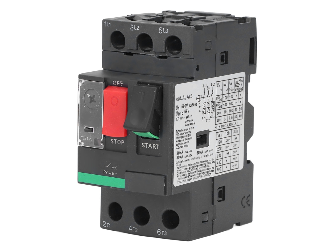 Hkj interruptor de Proteção de Motor 4‑6.3a para Circuito, Disyuntor Ac 690v Fácil Instalação