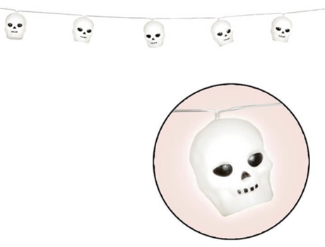 Decorações de Halloween  Grinalda de 12 Caveiras com Luz (180 cm)