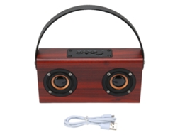 Caixa de som Bluetooth Mali portátil de madeira vintage com chamadas mãos livres, estéreo, exterior, grão mogno