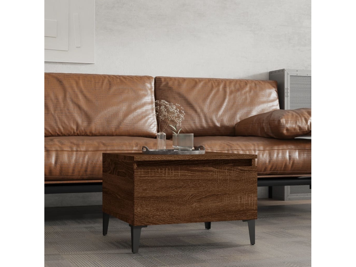 Vidaxl Mesa De Apoio 50x46x35 Cm Derivados Madeira Carvalho Castanho