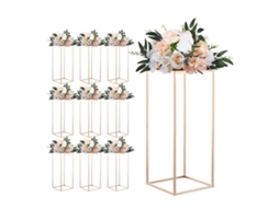 Suporte Floral para Casamentos, Bancos Retangulares Dourados Plantas, Suporta Até 15 Kg, Ideais Festas, Aniversários e Decoração de Mesas, 250 X 600