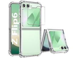 Capa Amarelamento Proteção Mil Std Antichoque Para Samsung Galaxy Z Flip 6 Hongwe. Vidro Temperado Transparente