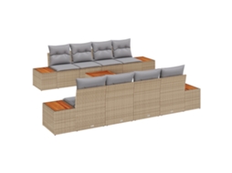 Conjunto 9 Sofá De Jardim Vidaxl Bege Vime Pe (55 X 55 X 37 Cm)