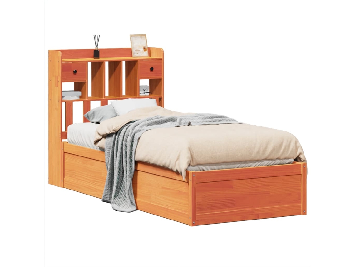 Cama Sem Colchão 100x200 Cm Pinho Maciço Castanho mel MAISON EXCLUSIVE