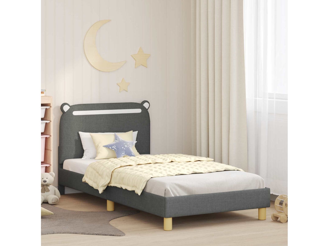 Vidaxl Estrutura de Cama Infantil com Cabeceira Cinzento escuro Tecido