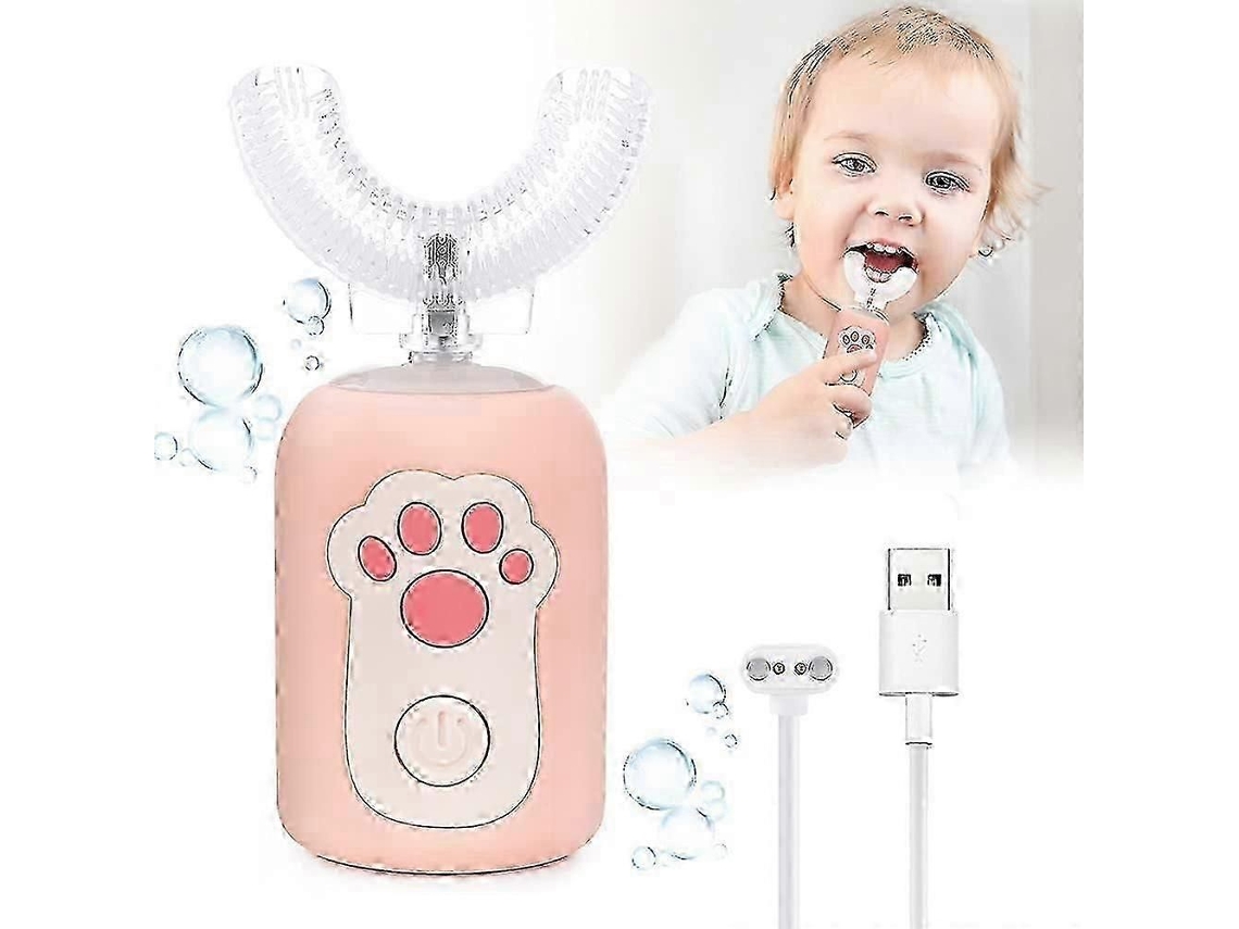 Escova de Dentes Elétrica, com Limpeza Completa 360°, Elétrica Infantil em Formato U para Crianças 1 a 6 GOKOCO