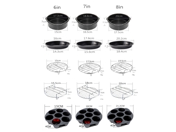 Kit de acessórios para air fryer, 10 peças, panelas, moldes, prateleira para 3.2qt e 5.8qt | S/MARCA