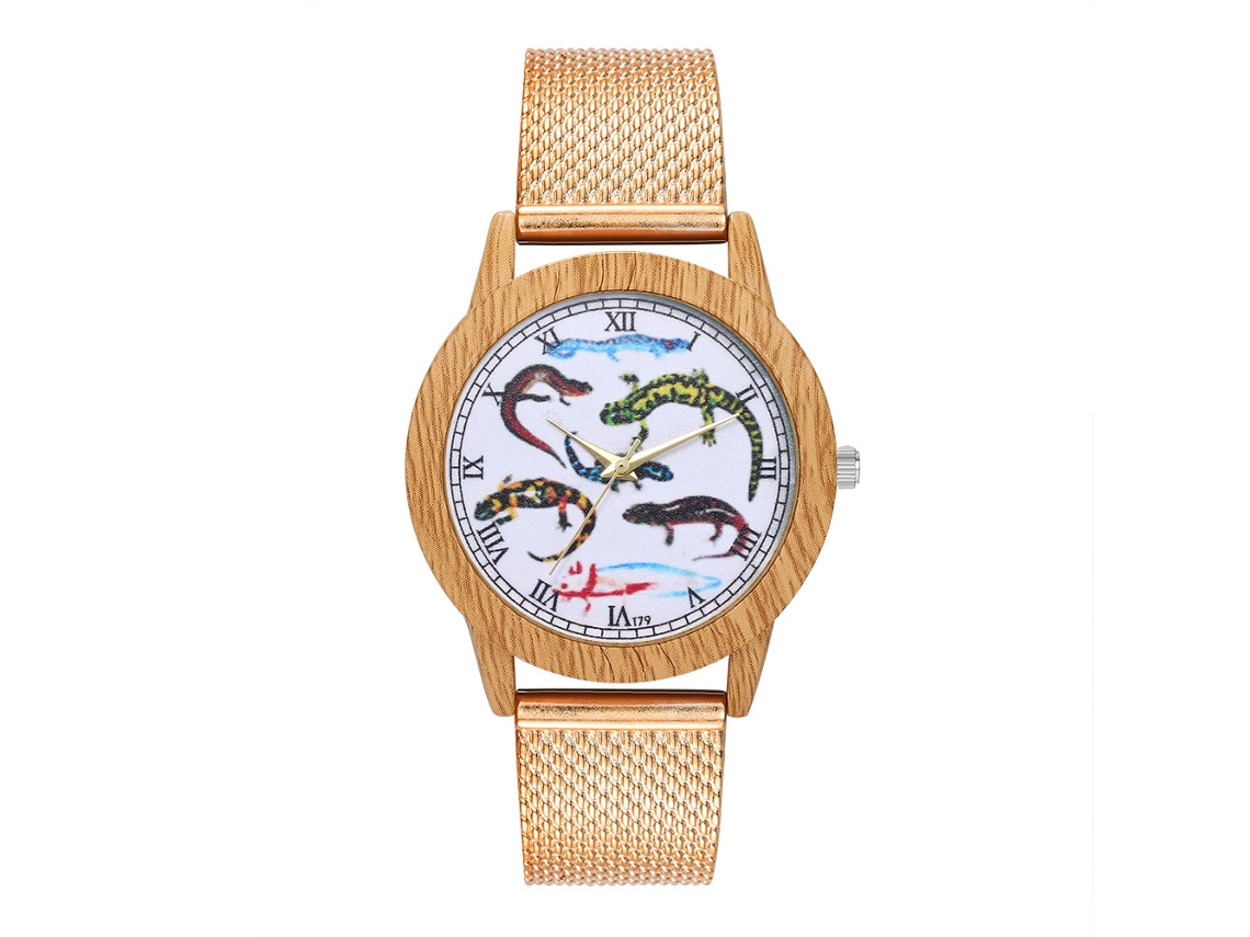 Reloj Analógico De Cuarzo Para Mujer Y Hombre Con Correa De Malla Oro Rosa
