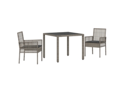 Conjunto 3 Conjunto De Jantar Para Jardim Vidaxl Cinzento Vime Pe (90 X 90 X 75 Cm)