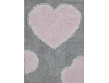 Tapete ARATEXTIL Grande Coração (Algodão - Cinzento - Rosa - 120x160cm)