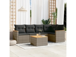 Conjunto de 6 sofás de jardim com almofadas Vime Cinza Dkd Home Decor
