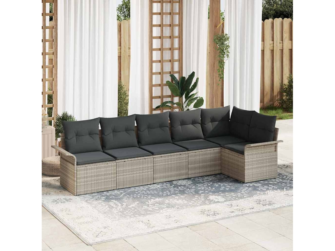 Vidaxl Conjunto de Sofá de Jardim 6 Pcs Cinzento claro Vime Pe