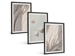 Conjunto De Pinturas Close-ups De Estruturas, Estilo Boho Moldura Preta Fotos Para O Escritório Espelharte (3 Piezas De 40x60 Cm)