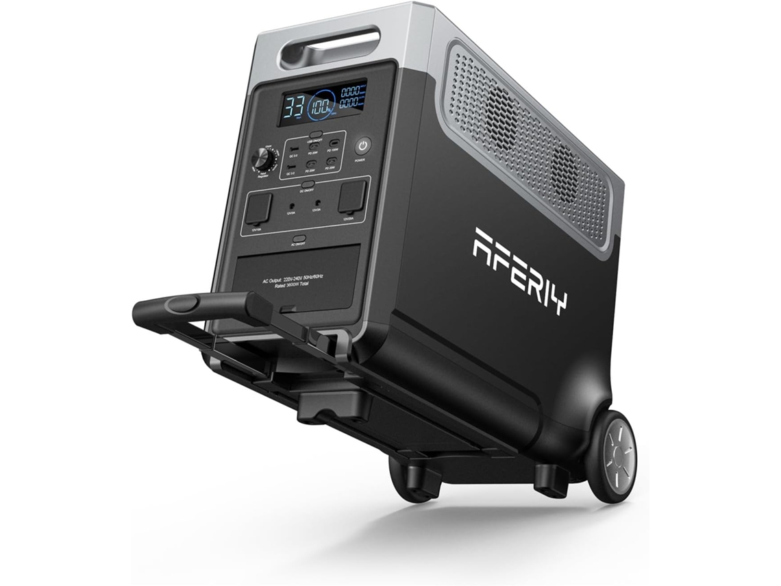 Gerador elétrico portátil 3600W, 3840Wh Bateria LiFePO4, Carga rápida 1,5h com App, Tomada UE 220-240V, UPS e Compatível com Solar