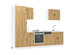 Vidaxl 7 Peças Armário De Cozinha Conjunto Kalmar Carvalho Artisiano