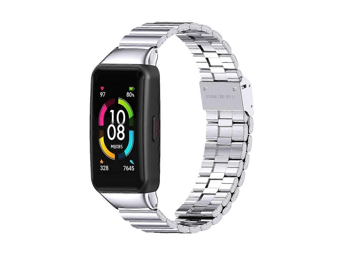 Pulseira De Substituição Mijobs Com Fivela De Metal Em Aço Inoxidável E Encaixe De Bambu Para Huawei Band 6 / Honor Band 6