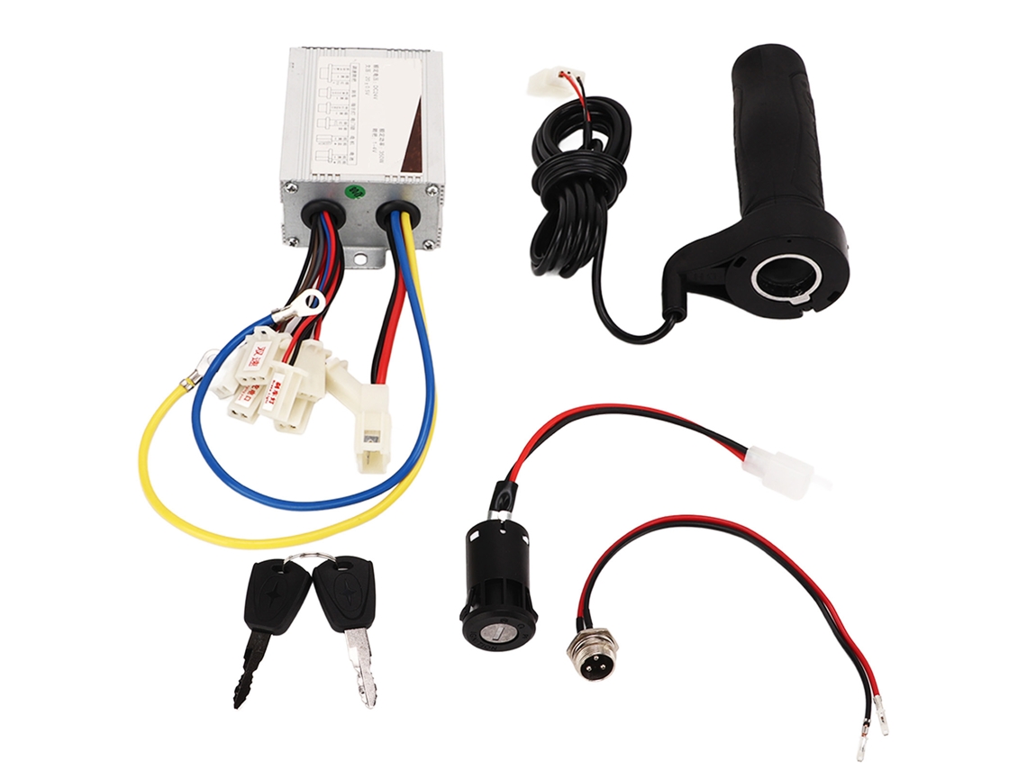 Kit de conversão para bicicleta elétrica com controlador de duas velocidades, mango de acelerador e fechadura elétrica 24v 350w