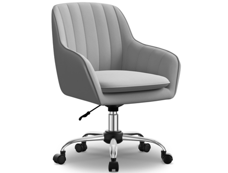 Cadeira De Escritório Minnouat, Confortável, Giratória E Inclinável, Almofadada Em Espuma, Altura Regulável, Para Escritório Ou Quarto, Cinza.