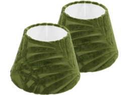 Conjunto de 2 Abajures Cilíndricos Grandes em Tecido Verde para Sala de Estar e Quarto, com Suporte de Metal e Iluminação. SFUSHOS