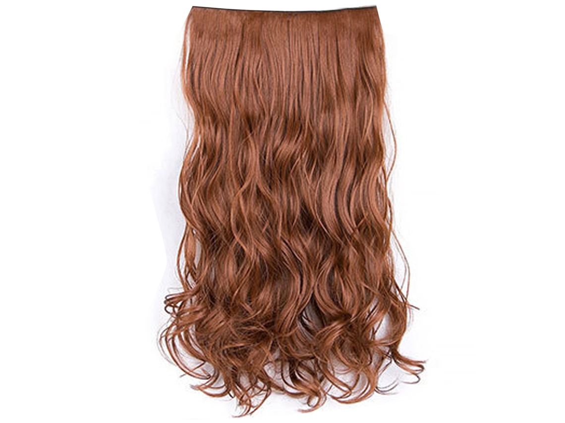 2026 extensão de Cabelo Cacheado Ondulado Mate Sintético 23,6 Polegadas com 6 Clips, Patch de Cabelo para Mulher Marrom Dourado