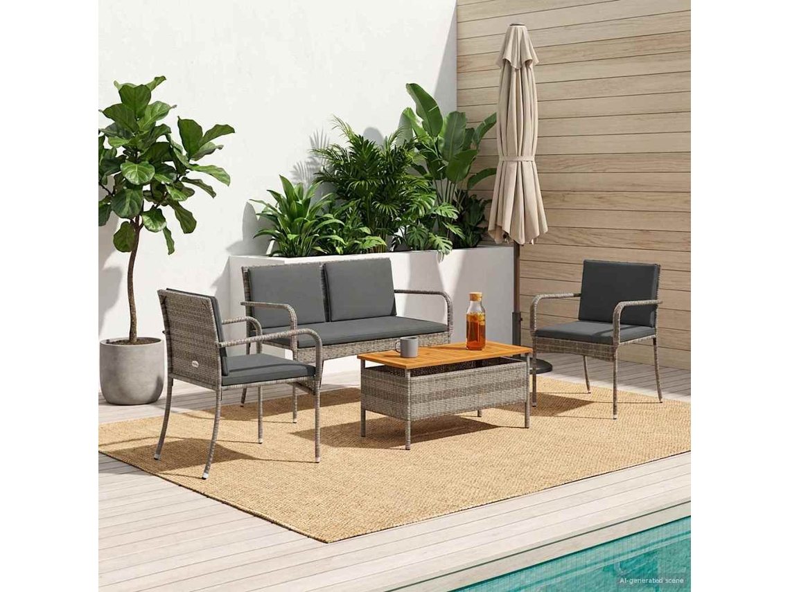 Vidaxl Conjunto Para Jardim Com Almofada Aço