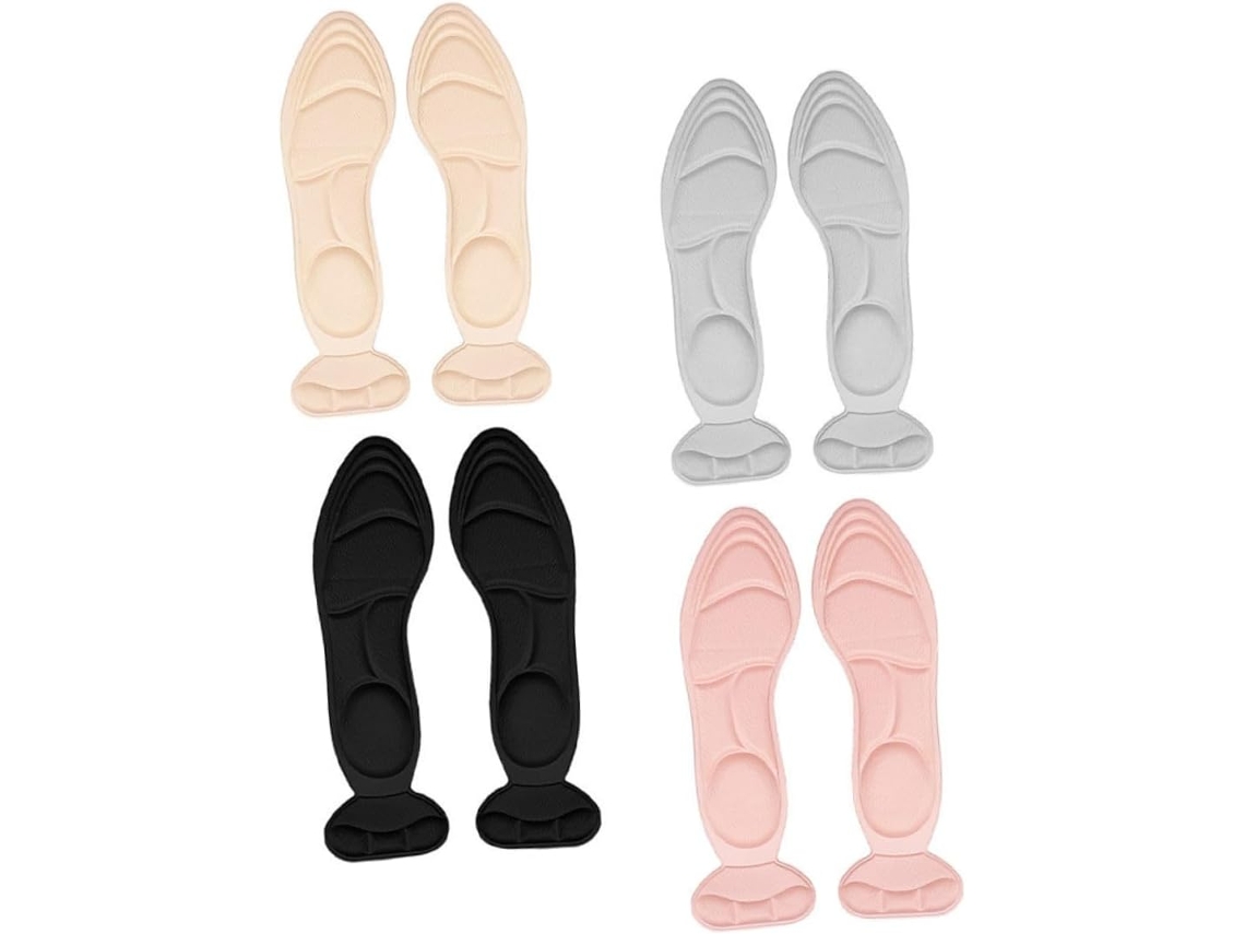 Palmilhas Antiderrapantes Packove Com Esponja E Poliéster Para O Calcanhar, 4 Pares, Suporte E Absorção De Suor, Ideais