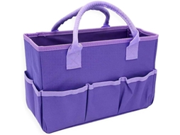 Bolsa De Tecido Oxford Com Bolsos E Alças, Organizador Espaçoso Para Materiais De Costura E Ferramentas Jardinagem, Roxa