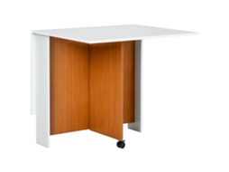 Mesa de Sala de Jantar Dobrável com Rodas Mesa Multifuncional para Sala de Jantar 120x80x73cm Branco e Madeira Ge