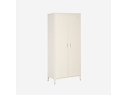 Roupeiro Industrial Em Metal Com 2 Portas, 4 Prateleiras E 1 Cabideiro, Bege